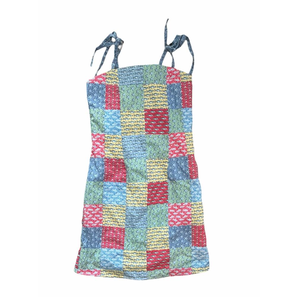Vineyard Vines Girls Patchwork Whale Dress Nautical Cotton Sundress Size 8
